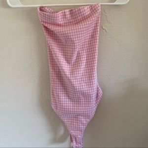 Pink strapless bodysuit